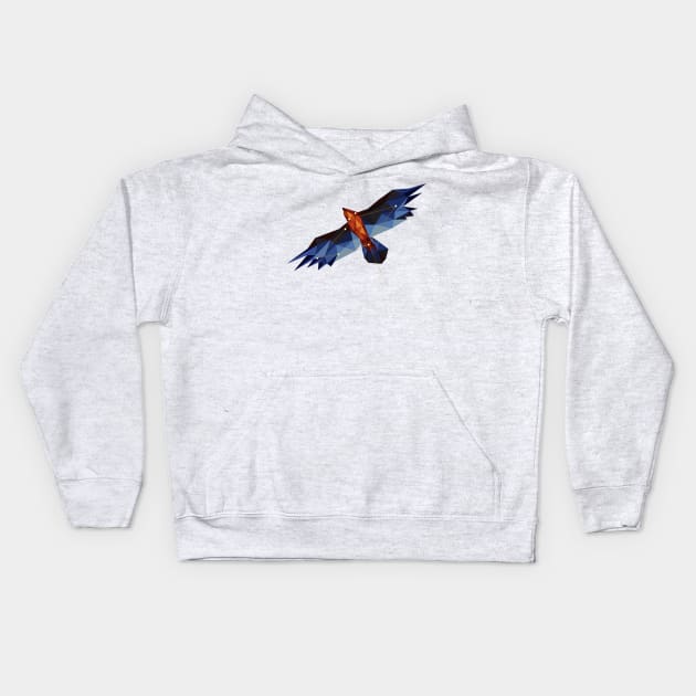 Origami polygonal digital art eagle with stars Kids Hoodie by ArctiumStudio